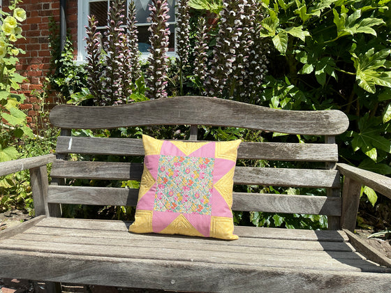 Patchwork star cushion with zip